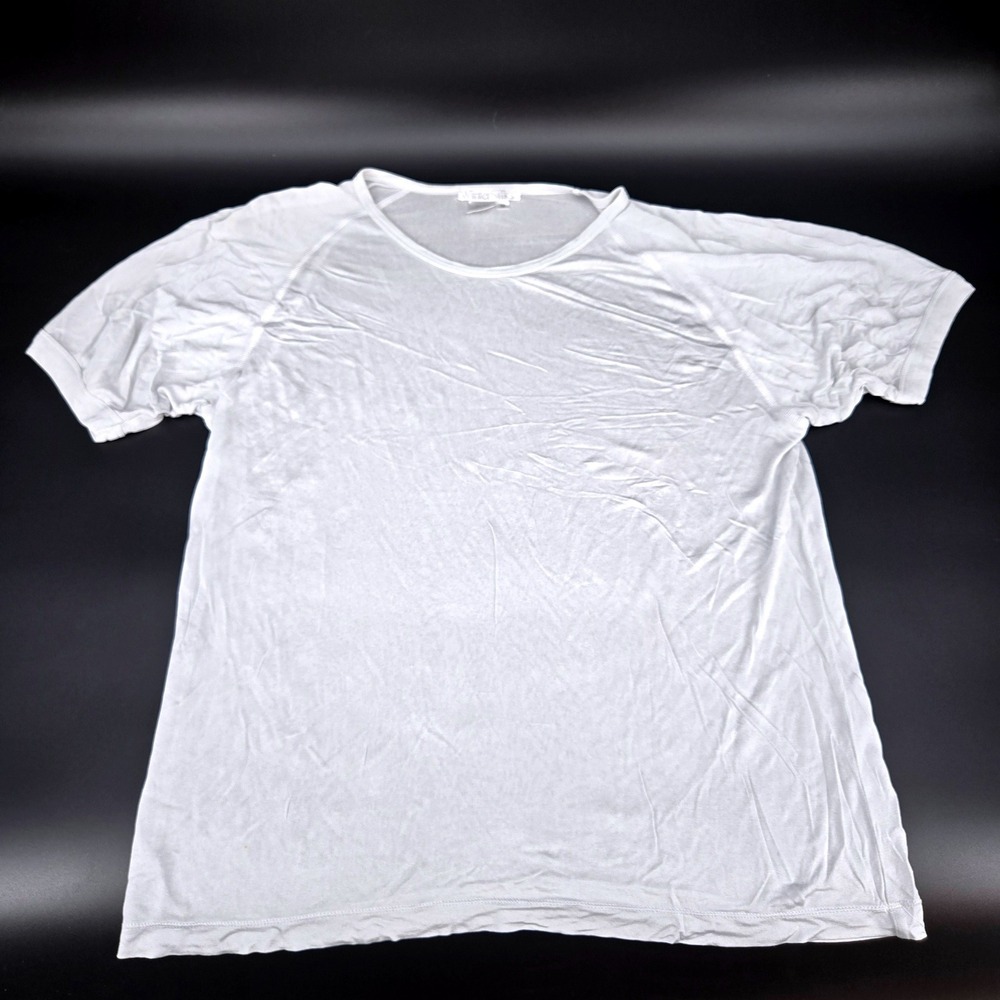 90s WinterSilks 100% Silk Tee White Minimalist Quiet Luxury Raglan Basic Vtg M